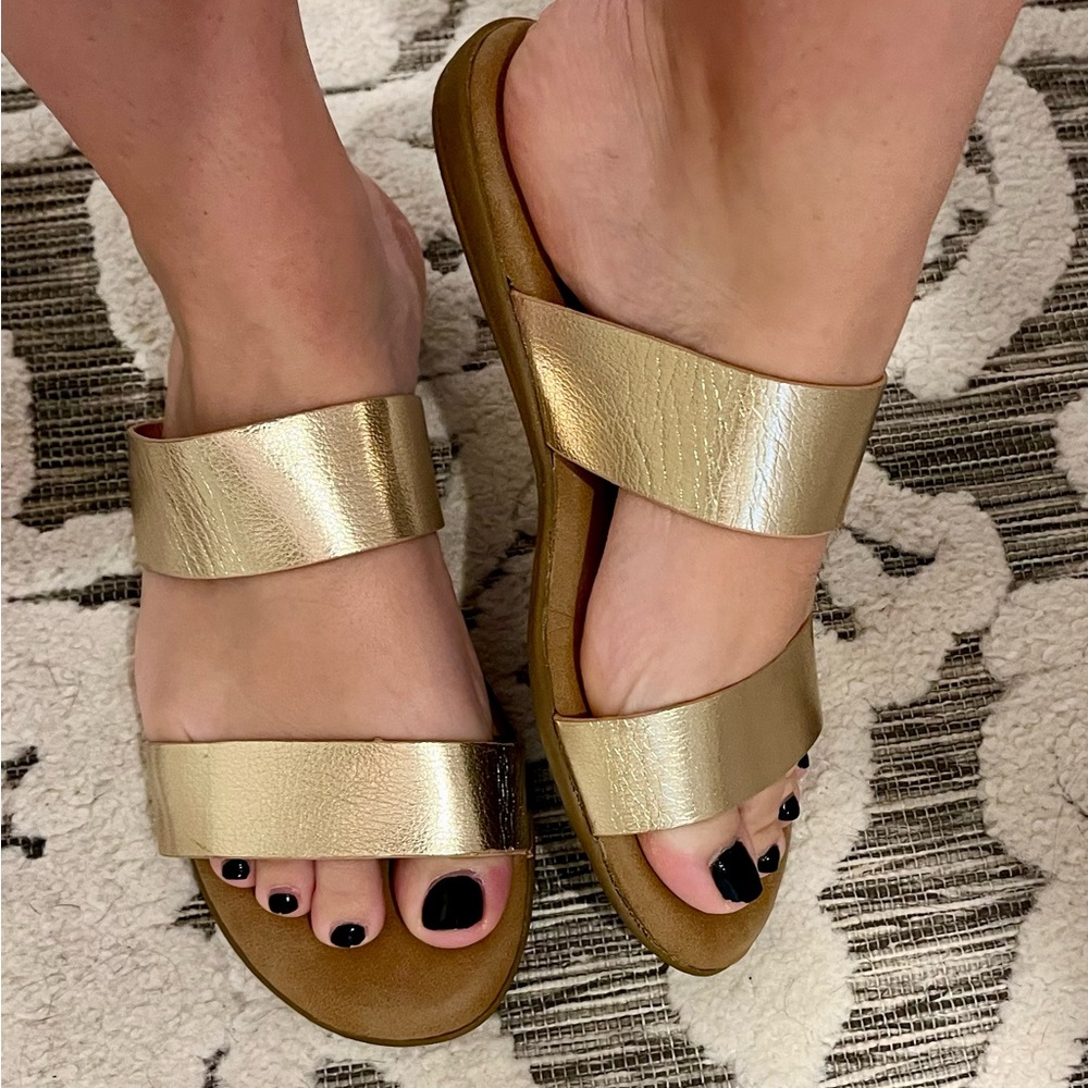 Gold Women's Slide Sandals